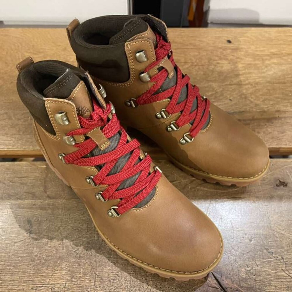 TIMBERLAND WOMEN'S ELLENDALE MID LACE BOOT MD BRN F GRAIN W DK A43Y8-A1G